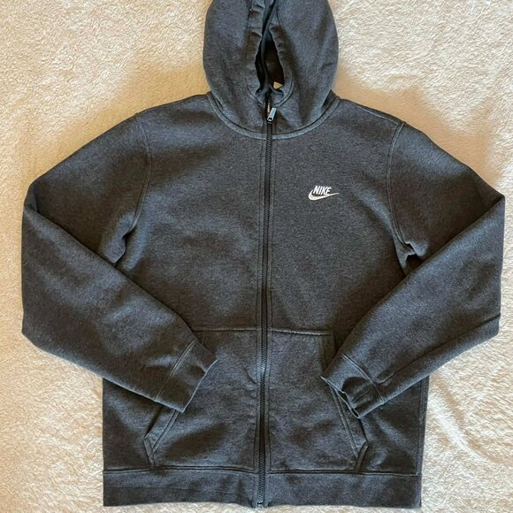 Nike Men's Sportswear Club Fleece Full Zip Hoodie in a dark gray - Picture 4 of 8